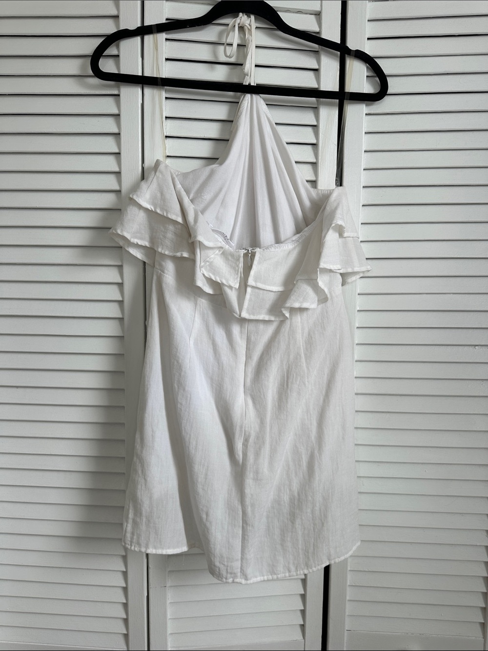 American Threads White Ruffle Halter Mini Dress - Picture 2 of 2
